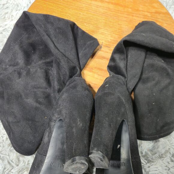 Unisa Womens Size 8.5 Retro Black Over the Knee Faux Suede High Heeled Boots - Picture 2 of 10